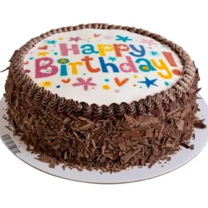 Torta Happy Birthday de Moca Bañado de Chocolate ( 12 porciones )